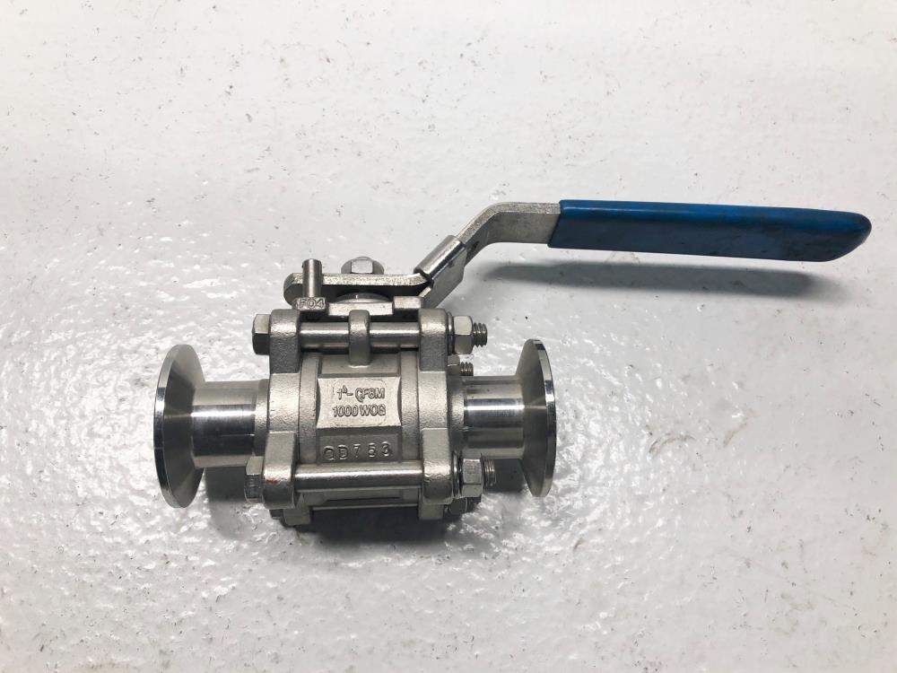 WCB-Flow Products 1” Tri-Clamp Sanitary Valve, Stainless, 1000 WOG